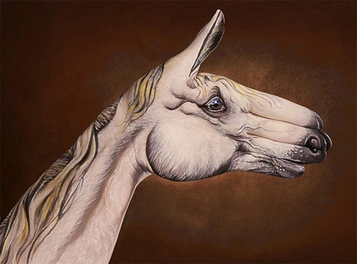Hand Painting White Horse.
