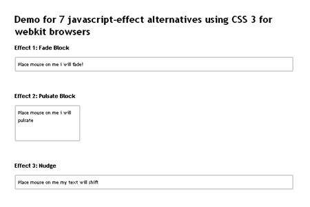 7 Javascript- effect Alternatives Using CSS3 for Webkit Browsers