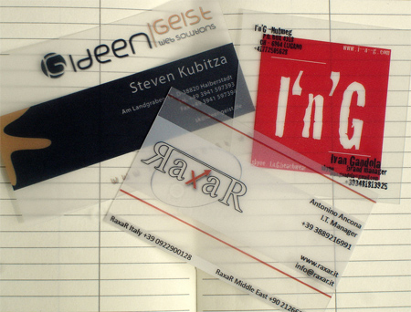 Transparente Visitenkarten aus PVC - Translucent Plastic Business Cards