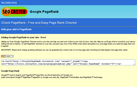 SEOCaster - Google PageRank