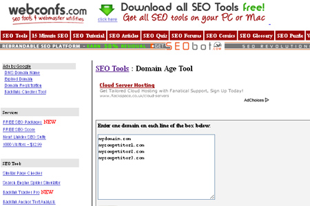 Webconfs.com - Domain Age Tool