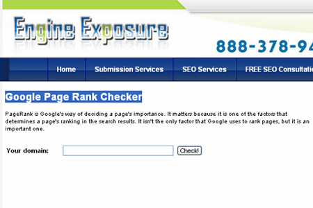 Engine Exposure - Google Page Rank Checker