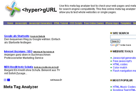 Hypergurl - Online Meta Tag Analyzer Tool