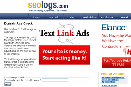 SEOLogs.com - Domain Age Check Tool