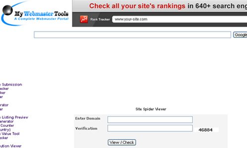 My Webmaster Tools - Site Spider Viewer