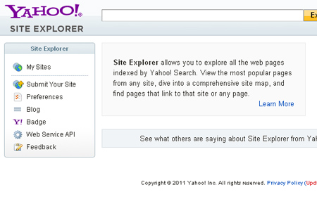 Yahoo! Site Explorer