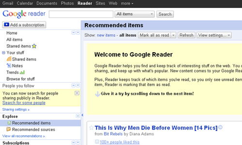 web based rss reader