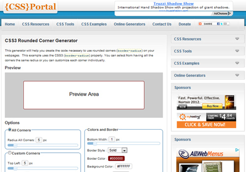 css3 Rounded Corner Generator