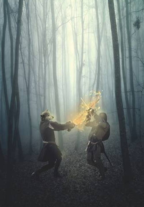 Create a Werewolf Warrior Wielding a Flaming Sword in Photoshop