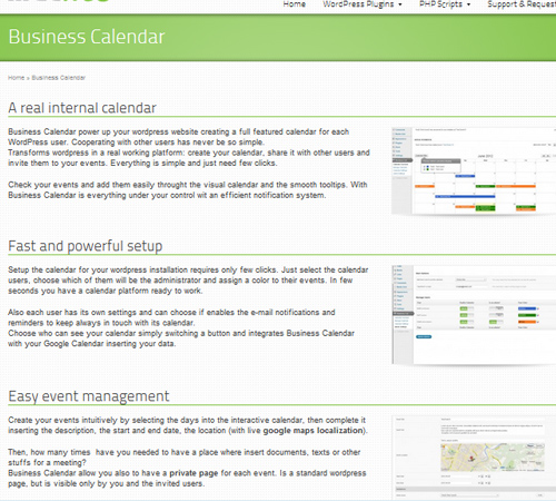 Business Calendar - WordPress Internal Calendar